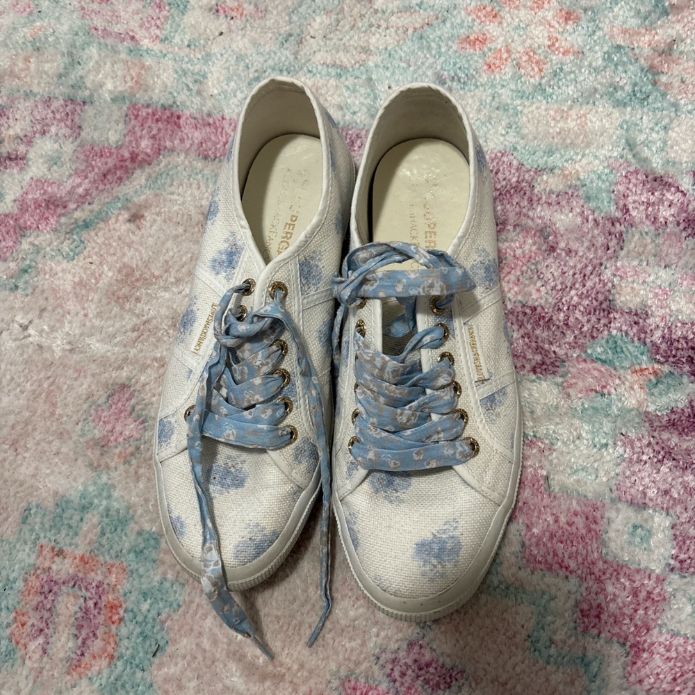 Loveshackfancy x Superga White and Blue Sneakers